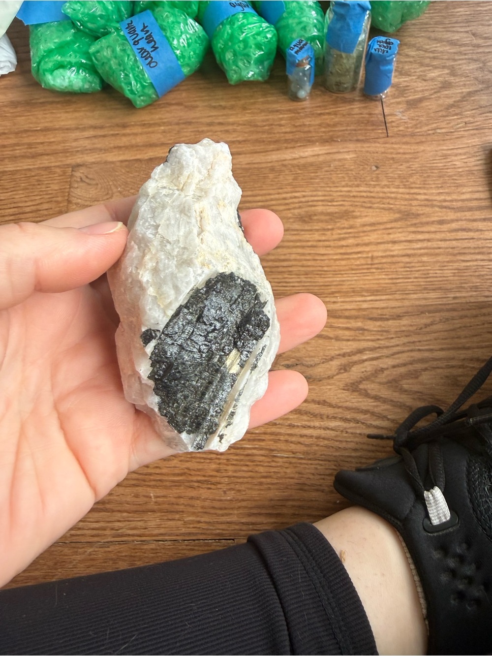 Raw tourmaline in quartz crystal or specimen